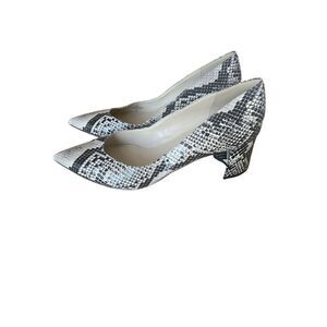 Marc Fisher Womens Black Heels Snake Print Pointed Toe Slip On Pump Shoes Size 9